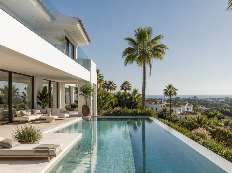 Modern villa with pool in Nueva Andalucía, Marbella — the type of property a property lawyer in Marbella may assist with